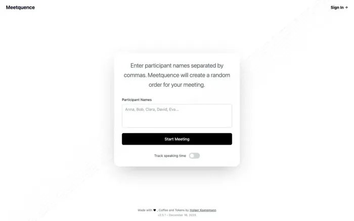 Screenshot of Meetquence